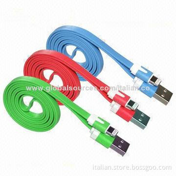 USB cable for iPhone s5 flat, colorful, noodle